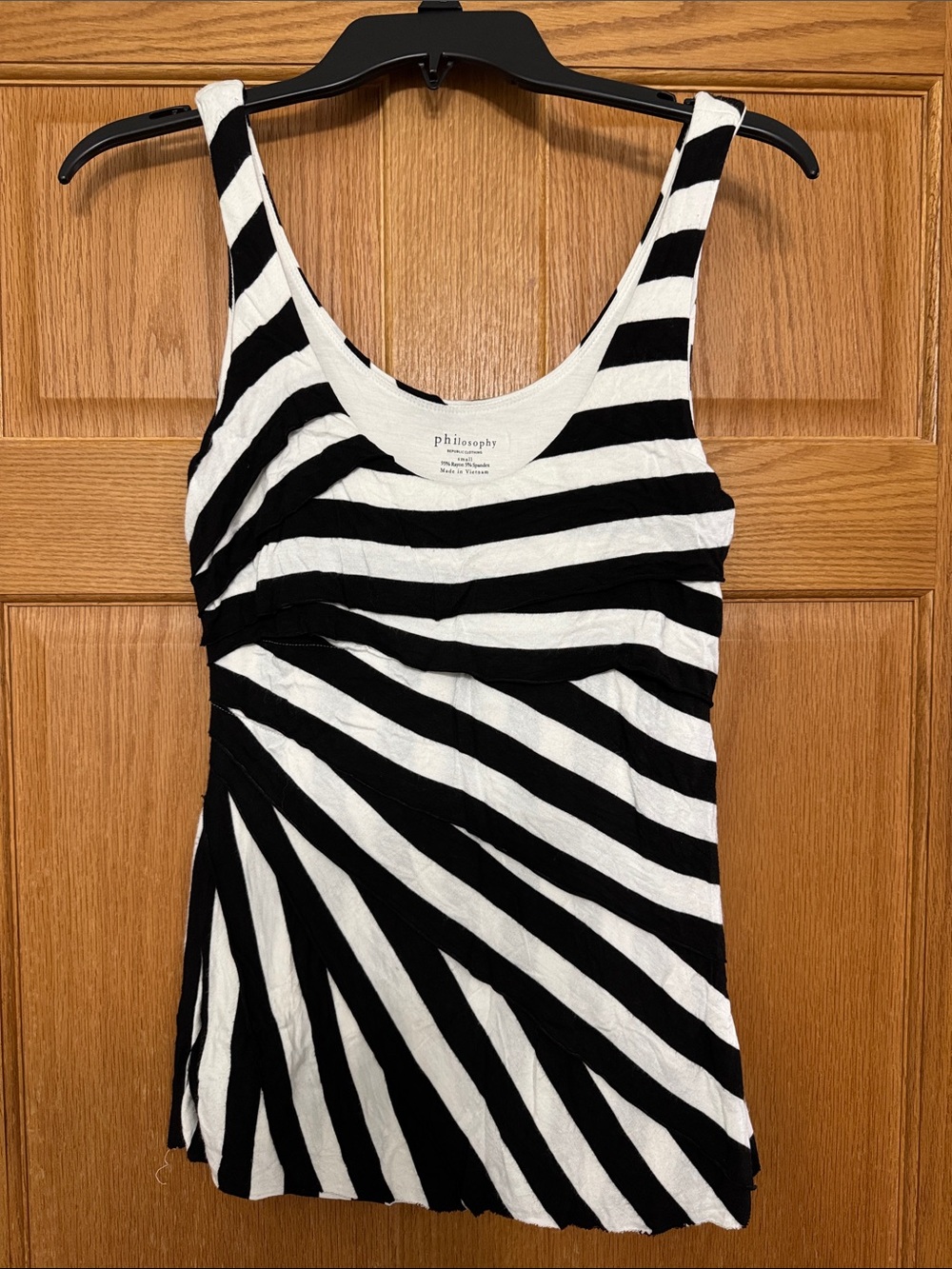 Philosophy Black and White Striped Twist-Detail Tank